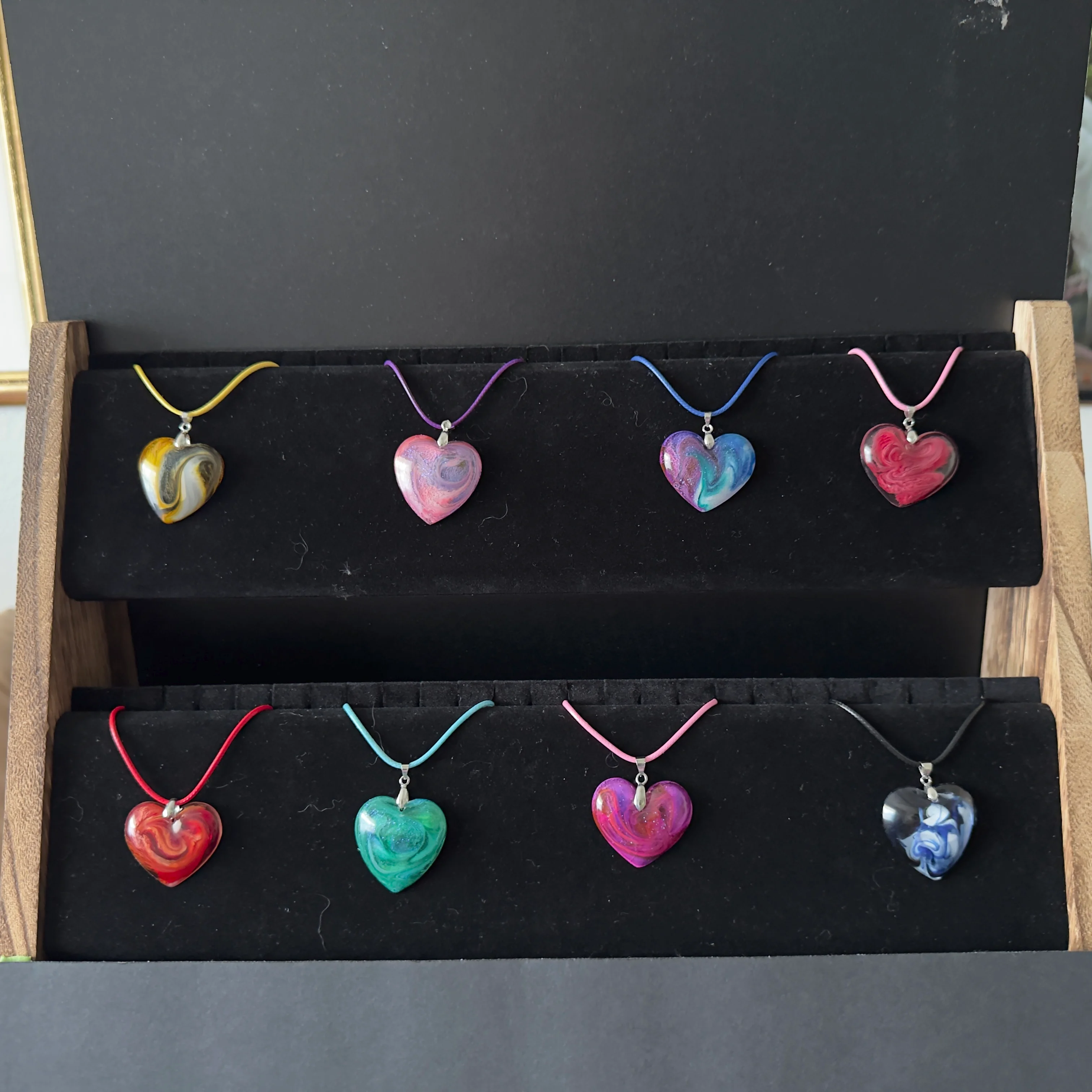 Resin heart necklaces